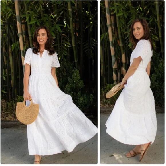 ANTHROPOLOGIE x MAEVE The Somerset Maxi Dress Eyelet White Sz 2X NWT {181} - Picture 1 of 6